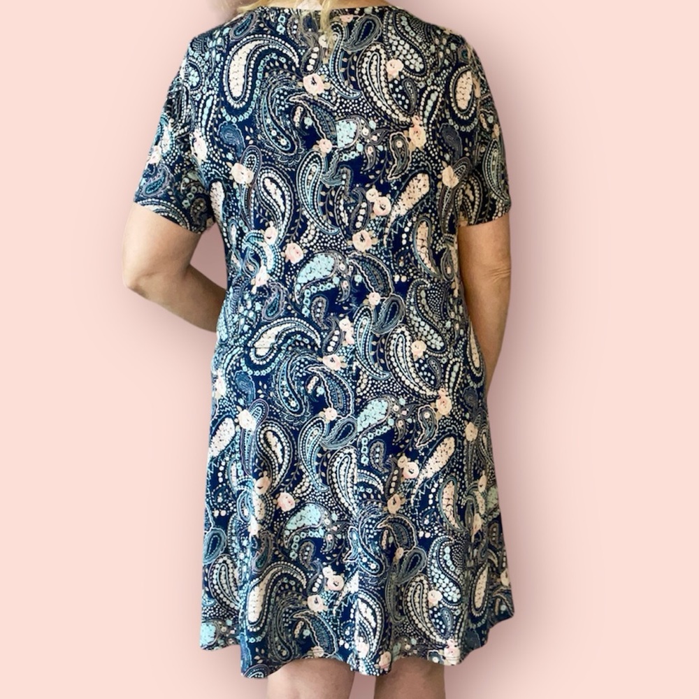 PAISLEY SHORT SLEEVE DRESS WITH POCKETS - Picture 7 of 7